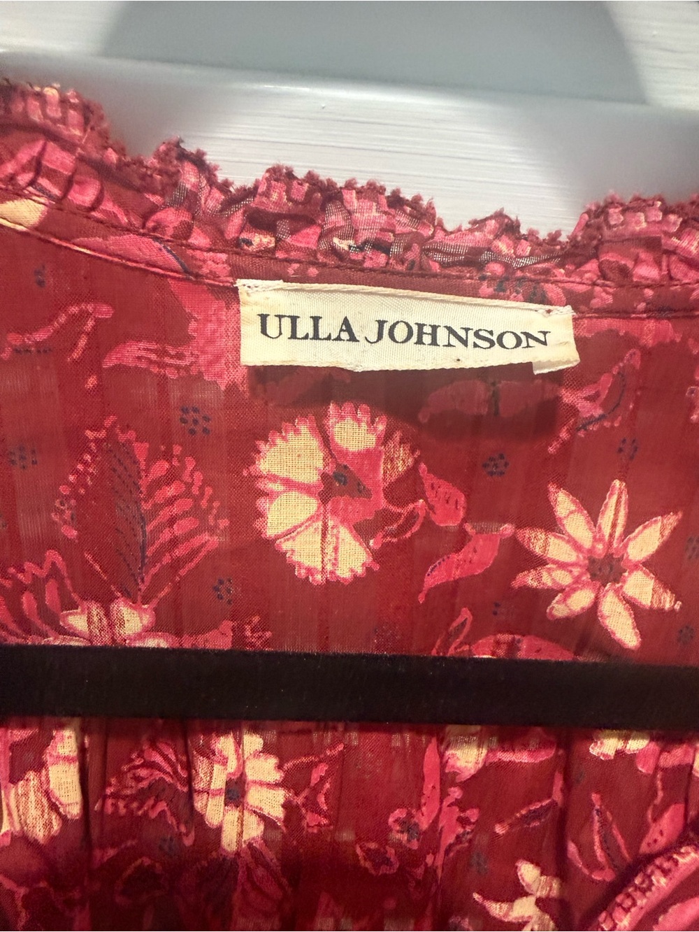 Ulla Johnson Delphine Raspberry Floral Zip-Front Long-Sleeve Jumpsuit - Picture 6 of 7